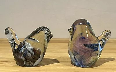 Buy Vintage Isle Of Wight Glass X2 Bird Paperweights With Original Label 8cm Tall • 17.95£