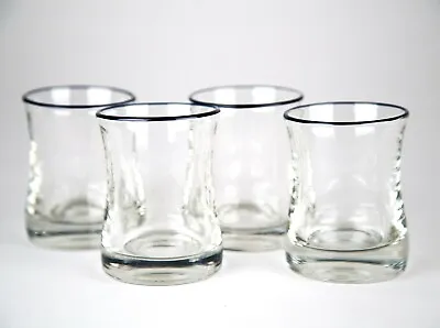 Buy Vintage Cobalt Blue Rim Tumbler Glasses Set Of 4 Glassware • 27.92£