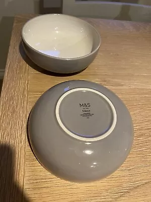 Buy Marks And Spencer M&s Grey Tribeca 3059 6.5  Cereal Soup Dessert Bowls X2 Vgc • 3.99£