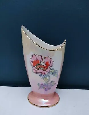Buy Art Deco 1930's  Royal Winton England Grimwades Pink Lustre Vase Poppy Design • 24£