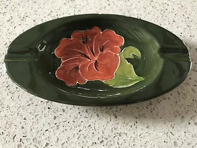 Buy Early Moorcroft “hibiscus” Pattern On Green Ground Oval Dish Mint • 65£