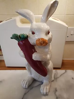 Buy Rabbit Xtra Large Pottery Rabbit Holding Carrot Made In China H14  X W5  Vgc • 25£