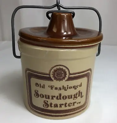 Buy Vintage Stoneware Old Fashioned Sourdough Starter Crock Jar Wire Bale Closure • 37.28£