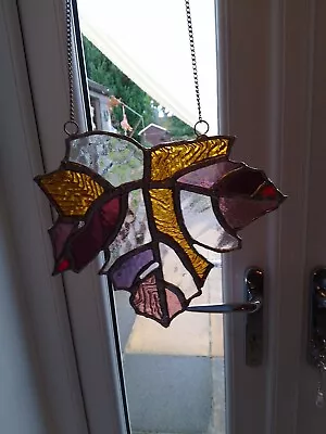 Buy Purple Mix Maple Leaf Handmade Stained Glass Suncatcher • 25£