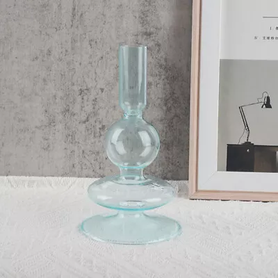 Buy Retro Clear Glass Candle Holder Stand Mid Century Style Wedding Candlestick Vase • 7.90£