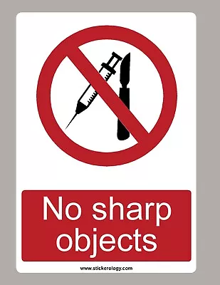 Buy No Sharp Objects Sign Size Standard Or Glass Sticker • 3£