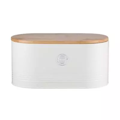 Buy Typhoon Bread Bin Sturdy Carbon Steel W/ Bamboo Lid Earthenware 7.7 Qt White • 58.01£