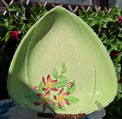 Buy  Vintage Carlton Ware Green 'Apple Blossom' Leaf Shaped Dish  9×8½  • 20£