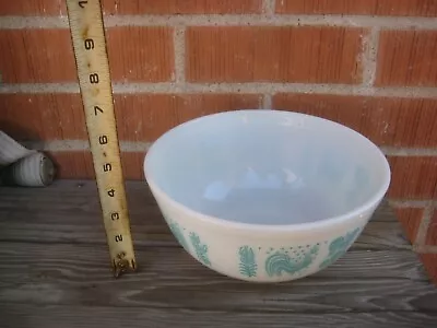 Buy Vintage 2 1/2 Qt. ** TURQUOISE GRAPHIC *** Pyrex Milk Glass Mixing Bowl 403 USA • 38.07£