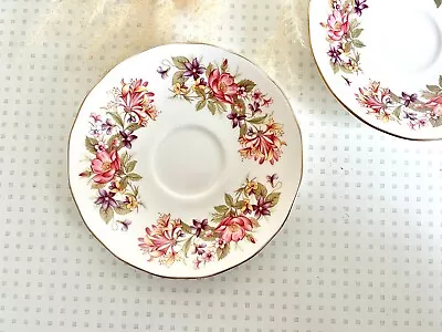 Buy Set Of 2 Colclough China Floral Plates Or Saucers With Pink Detail • 14£