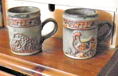 Buy Vintage Tremar Studio Pottery Country Mugs X2 -Chicken + Frog 1960s See Descrptn • 11.50£