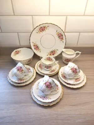 Buy Antique 15 Piece Pretty Floral Gilt Teaset Cottage Decor, Wedding Teaparties • 16£