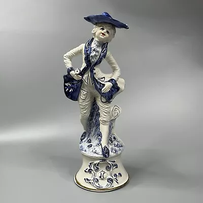 Buy Vintage Italian Capodimonte White Blue Porcelain Gentleman Figurine 12.5 In Tall • 17.90£