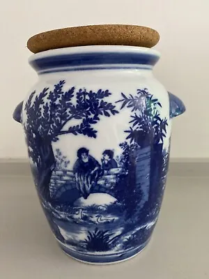 Buy Vintage Reproduction Victoria Ware Ironstone Flow Blue Vase/Jar Toile Scenic  • 65.24£
