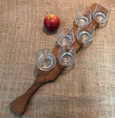 Buy Danish Style Teak Wood Paddle Drinks Set 6 X Whiskey/ Shots Glasses • 23.50£