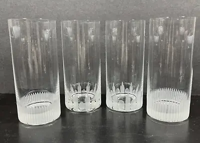 Buy Highball Tumblers Barware Mid Century Design Etched Clear Glass 16oz Set Of 4 • 32.61£
