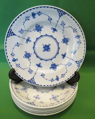 Buy Vintage Denmark Furnivals Ltd Blue - Side Plate X1 And Saucers X5 • 14£