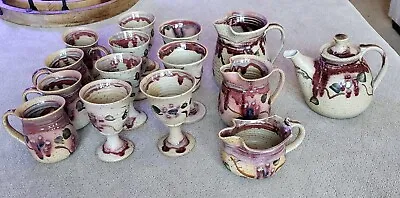 Buy Maureen Lewis Pottery 15 Piece Drinkware Set Canadian Artist M. Lewis • 140.04£