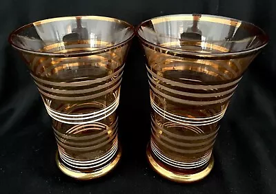 Buy STYLISH Pair Of ART DECO GILDED COCKTAIL GLASSES Mixology Vintage C1930 • 25£