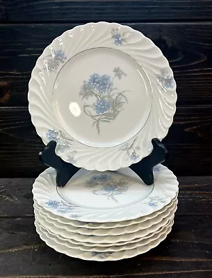 Buy Haviland Bergere Salad Plates 7 1/2” Blue Flowers Gold Verge Set Of 8 • 41£