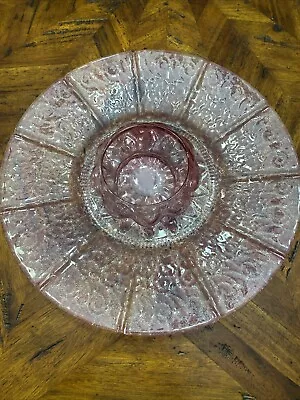 Buy Pink Elegant Glass Console Bowl With Plate • 11.18£
