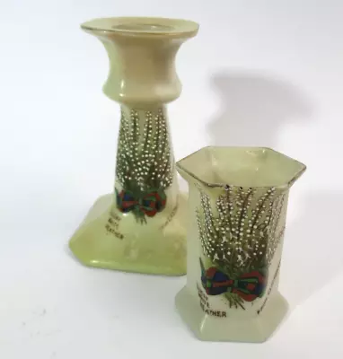 Buy Carton Ware Lucky Heather Crested Candle Stick Holder & Match Pot • 12.99£