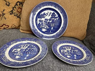 Buy 3 Woods Ware Willow Design Johnson Bros Plates Blue White  • 14.99£