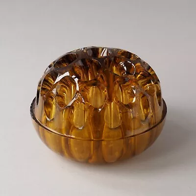 Buy Vintage Davidson Glass Flower Dome Large Flower Frog 31 Holes Amber Cloud Glass • 35£