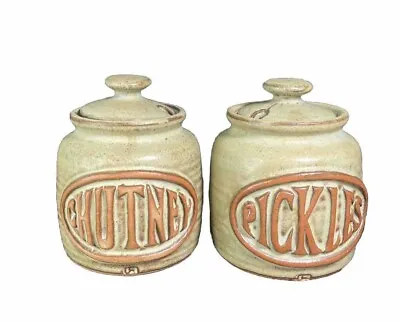 Buy VTG Tremar Cornish Studio Pottery 1970's Chutney Pot & Pickle Jar Set Dark Beige • 32.57£