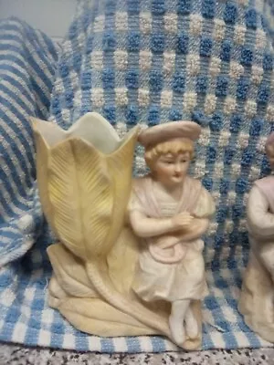 Buy Antique Victorian German Bisque Porcelain Girl Spill Vase • 1.99£
