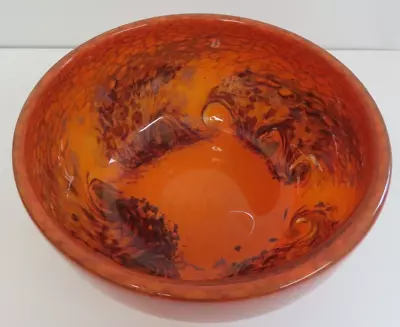 Buy Vintage Strathearn Bowl Orange Art Glass Handmade  Scotland Vasart Retro • 110£