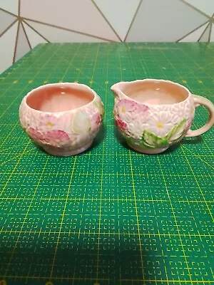 Buy VINTAGE C1930's CROWN DUCAL PINK HYDRANGEA SMALL JUG & SUGAR BOWL ~ GORGEOUS! • 5£