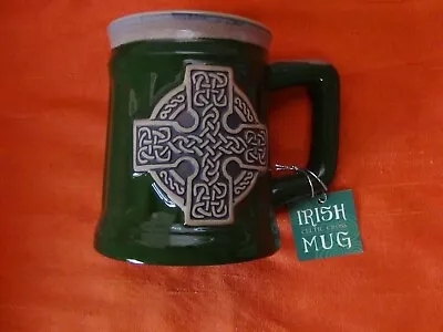 Buy Irish Celtic Cross China Coffee Mug Tea Cup Green • 23.30£