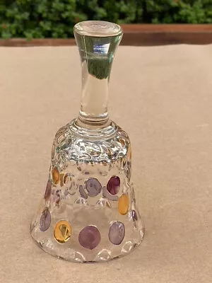 Buy Vintage Ornamental Glass Hand-bell, With Gold And Purple Coloured Pattern • 2.50£