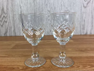 Buy Pair Of Clear Crystal Cut Glass Wine Glasses 4.5  Tall  • 16.99£