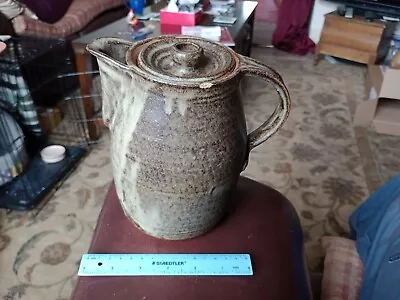 Buy Vintage Studio Pottery, Cornish? Stoneware Motled Glaze Coffee Pot. 18cm Tall.  • 22£