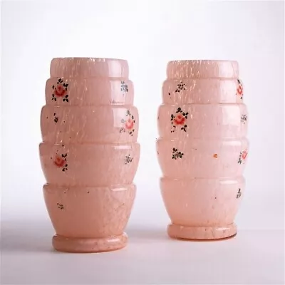 Buy French Art Deco Pink Glass Vases C.1930 • 19.99£