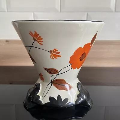 Buy Empire Ware Vase Art Deco Ivory Glaze 1930s Orange And Black Floral VGC • 29.99£