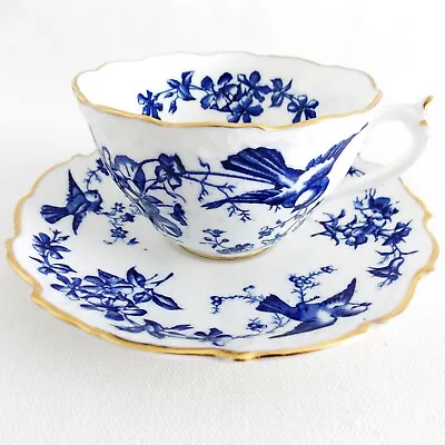 Buy Pretty Coalport Bluebird Porcelain Cup And Saucer Blue And White China Birds • 81.08£