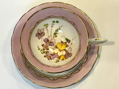 Buy Vintage Tuscan English Fine Bone China Yellow Pansy Pink Gold Tea Cup & Saucer • 9.27£