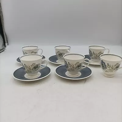 Buy Teacup X6 And Saucers X5 Wedgwood Glen Mist - Susie Cooper Design (#H1/14) • 9.99£