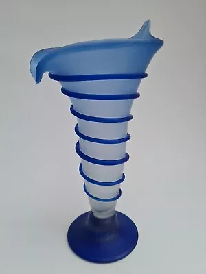 Buy Unusual Vintage Cobalt Blue Art Glass Vase With Twist Around 27 Cm Tall • 24.99£