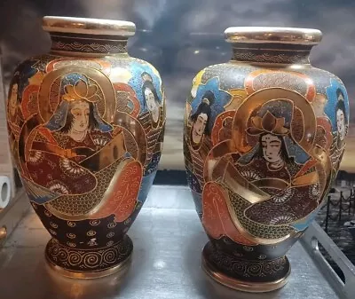 Buy Japanese Vases, Pair Of Kyota Satsuma Vessels 12  X 7  • 85£