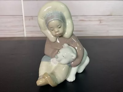 Buy Lladro Figurine Gloss Finish Eskimo Child With Polar Bear Cub 1195 • 23.33£