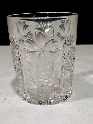 Buy 1- Antique Signed TUTHILL American Brilliant Cut Rose Glass 3 3/4  Tumbler • 56.01£