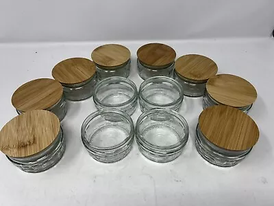 Buy Glass Ramekins Dishes Gu Pot X12 Clear Glass Cooking Serving 8 HAVE BAMBOO LIDS • 16£