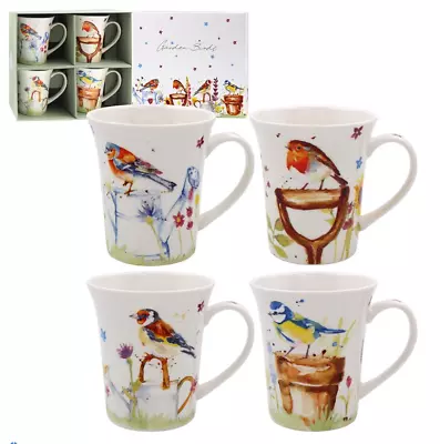 Buy 4  Garden Birds Fine China Mugs Gift Boxed Designed By Jennifer Rose • 19.99£