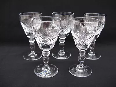 Buy 5 Sherry Glasses Royal Brierley Crystal  Elizabeth  Cut Design H: 11,5 Cm Marked • 25£