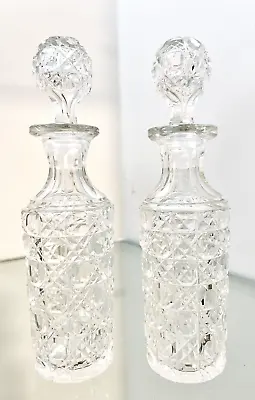 Buy Cut Crystal Vanity Perfume Bottles Set Of 2 Antique 7” Tall Crystal Stoppers • 64.29£