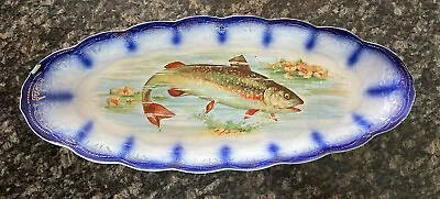 Buy Sterling China Flow Blue 21” Fish Platter • 60.68£